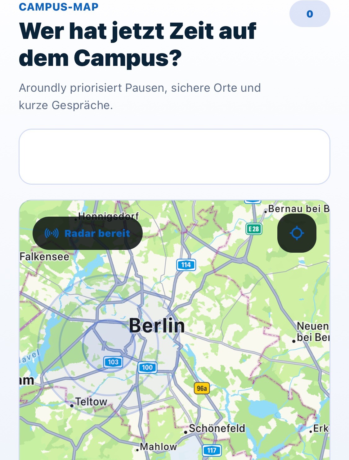 Campus-Map mit echten Ortsvorschlägen