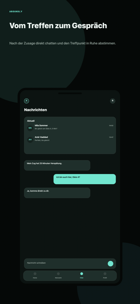 Chat-Screen zwischen zwei bestätigten Kontakten